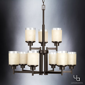 A unique lighting fixture: UHP2022 Contemporary Chandelier with frosted glass shades, 28.5