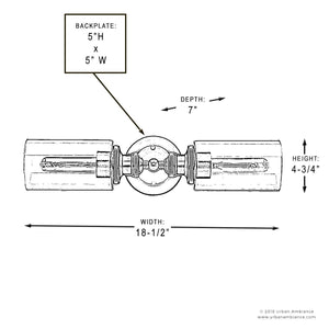 A diagram showing the dimensions of the gorgeous UHP2061 Industrial Chic Bathroom Vanity Light, 4.75