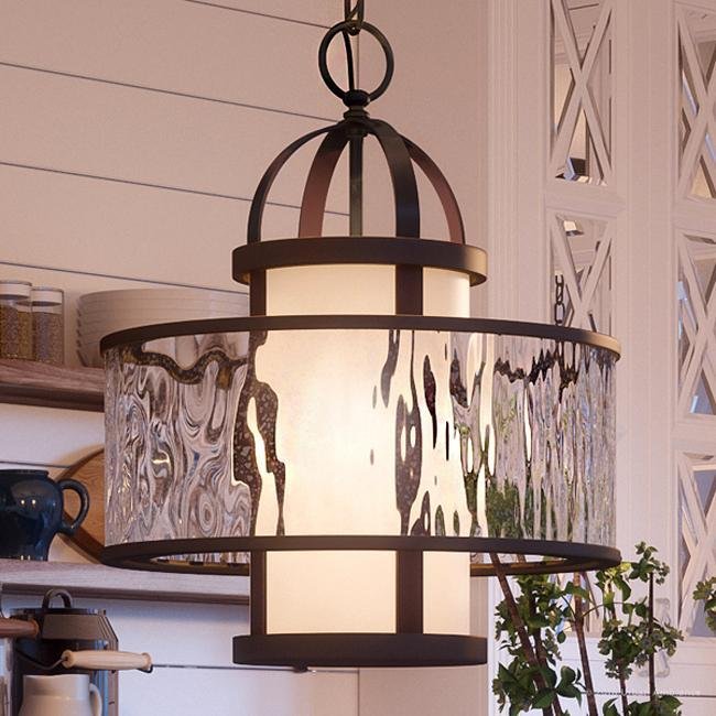 UHP2094 Art Deco Pendant Light, 18.625"H x 15"W, Olde Bronze Finish, Chesapeake Collection