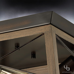 A luxury lamp with a unique design, the UHP2120 Industrial Chic Flush-Mount Ceiling Fixture from the Berkeley Collection by Urban Ambiance features a glass top and an Olde Bronze finish.