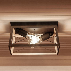A gorgeous lighting fixture from the Berkeley Collection - An Urban Ambiance UHP2120 Industrial Chic Flush-Mount Ceiling Fixture, 6"H x 12"W, Olde Bronze Finish with a unique