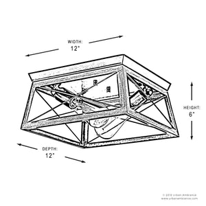 A beautiful drawing of an UHP2120 Industrial Chic Flush-Mount Ceiling Fixture from the Berkeley Collection by Urban Ambiance.