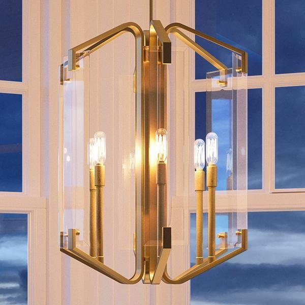 UHP2133 Contemporary Chandelier, 19.6875"H x 15.75"W, Brushed Bronze Finish, Sevilla Collection