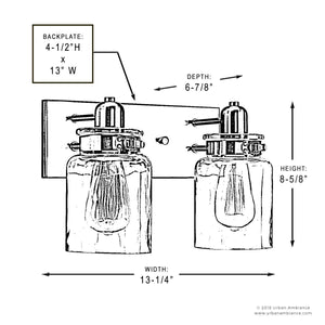 A beautiful lighting fixture from the Bridgeport Collection featuring two glass jars and a brushed nickel finish.