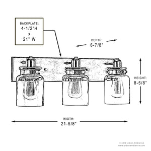 A gorgeous UHP2142 Modern Farmhouse lighting fixture with three glass jars, made by Urban Ambiance.