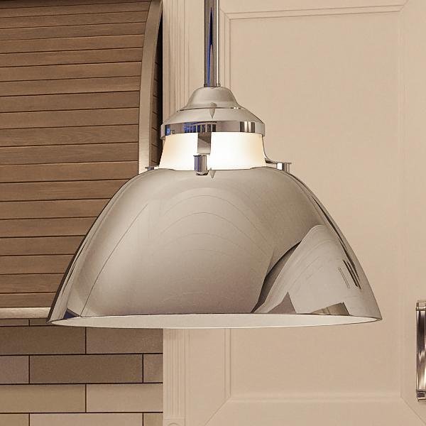 UHP2150 Americana Pendant Light, 8.25"H x 11"W, Polished Nickel Finish, Sunderland Collection