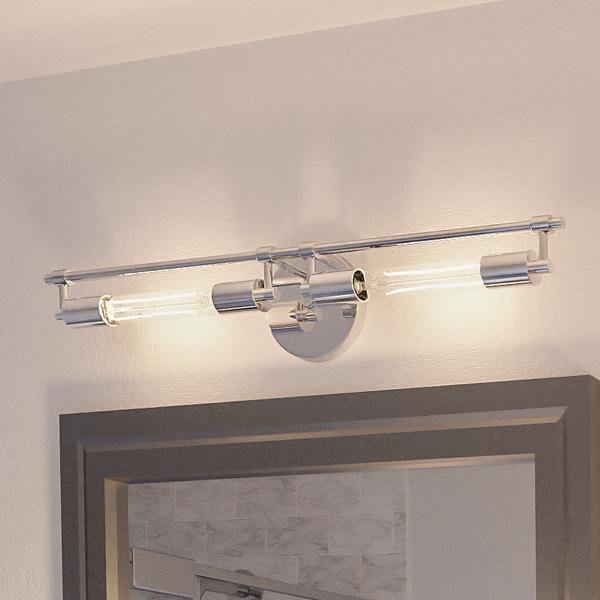 UHP2190 Industrial Chic Chic Bathroom Vanity Light, 5.125"H x 27.25"W, Polished Chrome Finish, Montpellier Collection