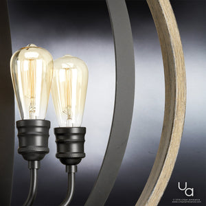 Two beautiful UHP2210 Vintage Chandeliers in a unique circular frame.