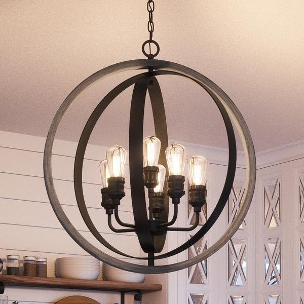 UHP2210 Vintage Chandelier, 30-3/4"H x 28"W, Charcoal Finish, Anchorage Collection