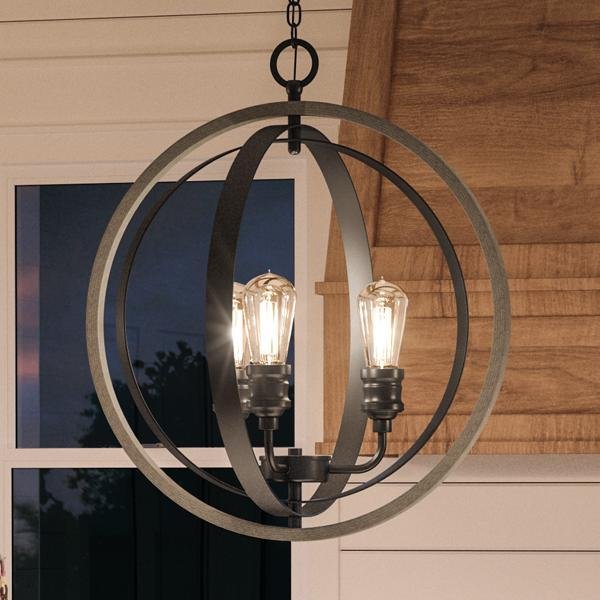 UHP2212 Vintage Chandelier, 24"H x 21-1/4"W, Charcoal Finish, Anchorage Collection