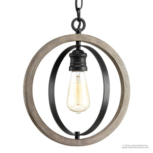 A beautiful UHP2214 Vintage Pendant light with a black and wood finish.