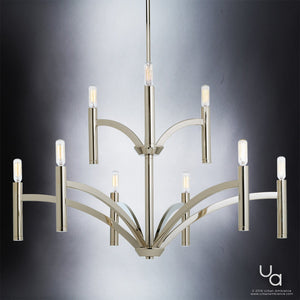 A unique and modern UHP2276 chandelier with six lights, creating a gorgeous urban ambiance.