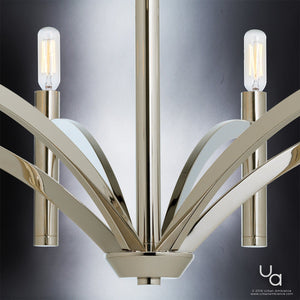 A gorgeous UHP2276 Modern chandelier with a chrome finish and four lights, from the Urban Ambiance Bradford Collection.