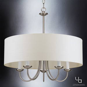 A beautiful lighting fixture, the Urban Ambiance UHP2280 Transitional Chandelier features a unique white drum shade.