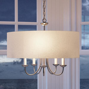 An Urban Ambiance UHP2280 Transitional Chandelier, a luxury lighting fixture with a gorgeous white shade.