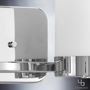 An UHP2290 Contemporary Bathroom Vanity Light with a beautiful white glass shade.