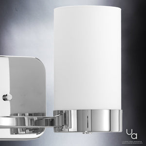 An UHP2290 Contemporary Bathroom Vanity Light with a unique white glass shade by Urban Ambiance.