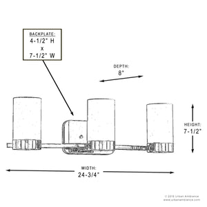 A diagram of the beautiful UHP2292 Contemporary Bathroom Vanity Light's dimensions, 7.5