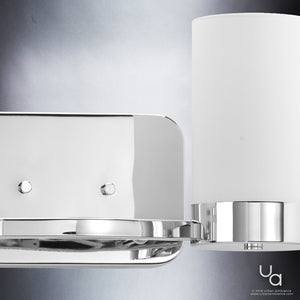 An UHP2294 Contemporary Bathroom Vanity Light from the Madison Collection by Urban Ambiance with a beautiful white glass holder.