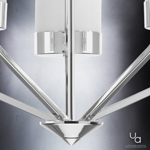 A unique and luxurious UHP2300 Contemporary Chandelier with a polished chrome finish from the Madison Collection by Urban Ambiance.