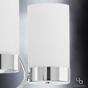 A beautiful lighting fixture from the Madison Collection with a polished chrome finish and a white shade by Urban Ambiance.