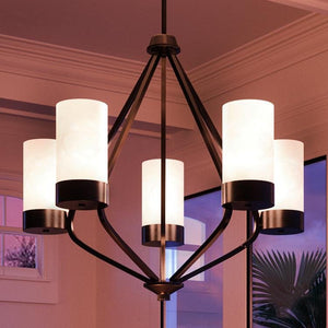 An Urban Ambiance UHP2305 Transitional Chandelier, a unique lighting fixture hanging in a room.