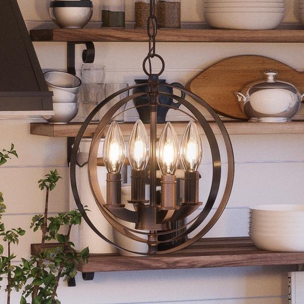 UHP2321 Industrial Chic Pendant, 11-3/4"H x 10-1/8"W, Olde Bronze Finish, Arezzo Collection