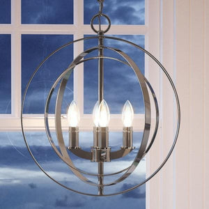 An Urban Ambiance UHP2322 Industrial Chic Chandelier, a beautiful lighting fixture, hanging over a window.