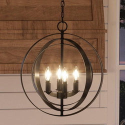 A unique UHP2324 Industrial Chic Chandelier, 18-3/8"H x 16"W, with an Olde Bronze Finish from the Arezzo Collection by Urban Ambiance