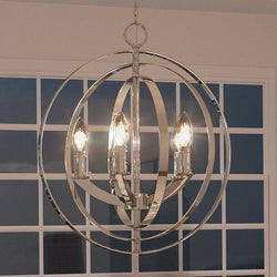 A unique luxury lamp from the Arezzo Collection by Urban Ambiance, the UHP2325 Industrial Chic Chandelier adds elegance to any dining room table.
