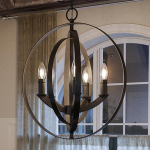 An Urban Ambiance UHP2327 Industrial Chic Chandelier, 24-3/8"H x 22"W, Olde Bronze Finish, Arezzo Collection with a unique design and three lights
