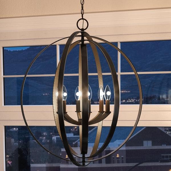 UHP2330 Industrial Chic Chandelier, 30"H x 27-3/4"W, Olde Bronze Finish, Arezzo Collection