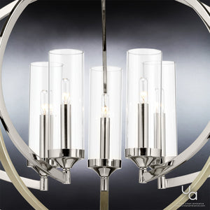 A unique and gorgeous Urban Ambiance UHP2350 chandelier with a polished nickel finish from the Baton Rouge Collection.