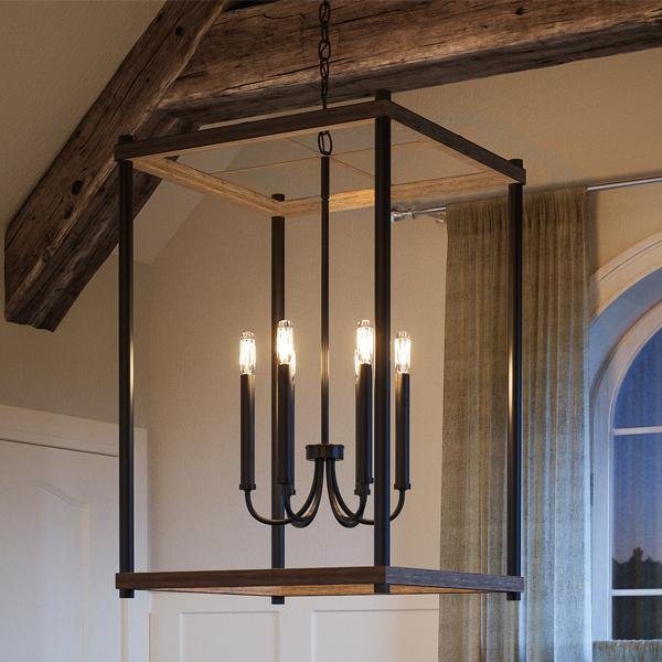 UHP2380 Modern Farmhouse Narrow Chandelier, 32"H x 20"W, Olde Bronze Finish, Leeds Collection