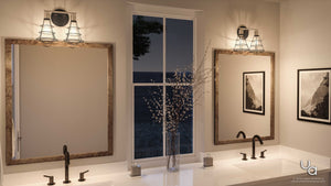 A luxury bathroom with two UHP2420 Vintage Bathroom Vanity Lights, 11