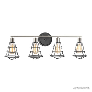 A luxurious vintage bathroom vanity light with a unique caged shade, in a beautiful charcoal finish.