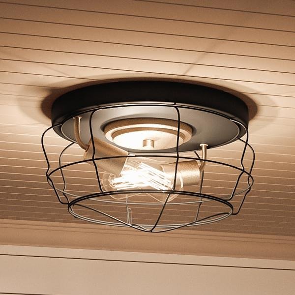 UHP2423 Vintage Ceiling Fixture, 6.75"H x 14"W, Charcoal Finish, Syracuse Collection