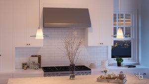 A Unique UHP2430 Contemporary Pendant Light with a window.