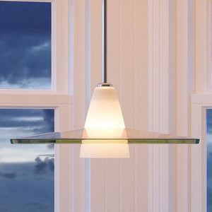 A unique lighting fixture, the UHP2431 pendant light hangs in front of a window.