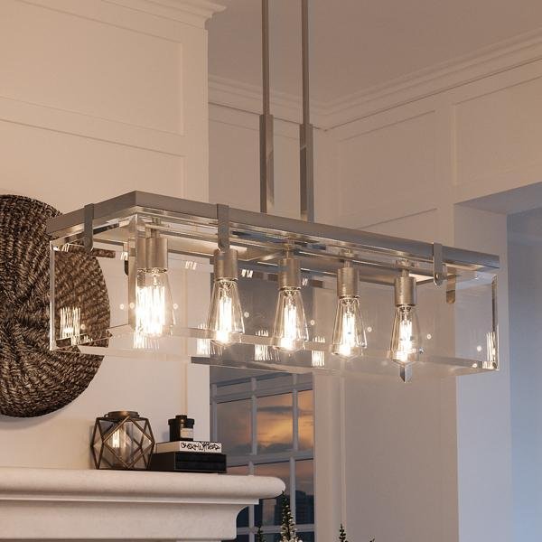 UHP2441 Modern Farmhouse Chandelier, 15-3/4"H x 36-3/4"W, Brushed Nickel Finish, Bristol Collection