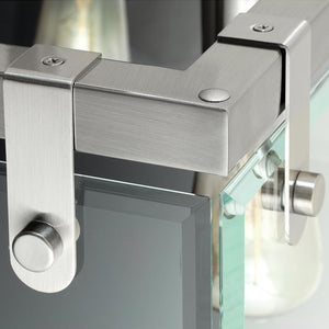 A close up of a gorgeous UHP2445 Modern Farmhouse Square Chandelier with metal handles by Urban Ambiance.