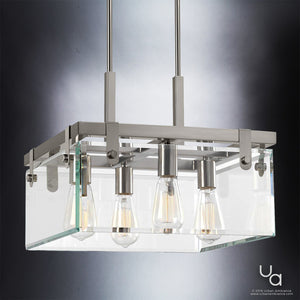A unique Modern Farmhouse Square Ceiling Fixture with a beautiful square glass shade.