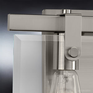 A unique lighting fixture from Urban Ambiance, the UHP2453 Modern Farmhouse Bath Fixture is a beautiful brushed nickel finish light with a glass bulb.