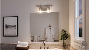 A bathroom with a gorgeous Urban Ambiance UHP2453 Modern Farmhouse Bath Fixture and Bristol Collection sink.