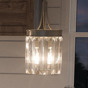 A unique lighting fixture from the Lille Collection, the Urban Ambiance UHP2461 Crystal Pendant adds a gorgeous touch with its Antique Silver Finish, hanging over a kitchen window.