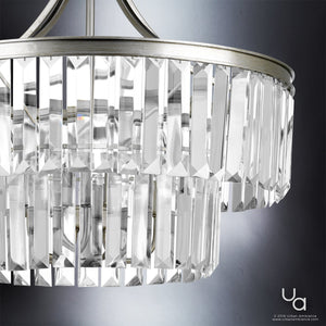 An Urban Ambiance UHP2463 Crystal Chandelier with a antique silver finish, Lille Collection, exudes luxury.