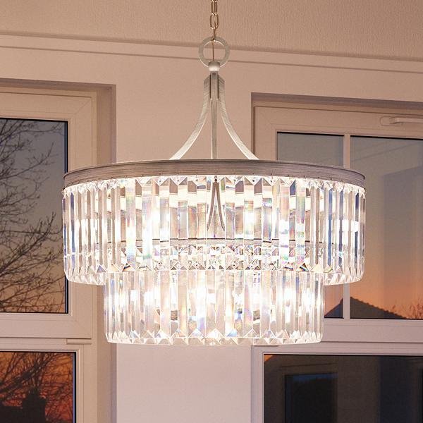 UHP2463 Traditional Traditional Chandelier, 23-7/8"H x 22-1/4"W, Antique Silver Finish, Lille Collection