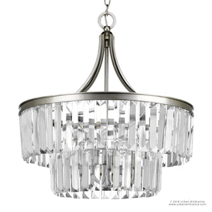 An Urban Ambiance UHP2463 Crystal Chandelier with a clear glass shade, a luxurious lighting fixture.