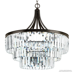Sure! Here’s a rewritten sentence using your product data: The Urban Ambiance UHP2464 Traditional Chandelier from the Lille Collection features three tiers of rectangular prismatic glass, suspended by a sleek black metal frame and chain, and finished in an elegant Olde Bronze. Measuring 29-1/4″ high by 28″ wide, it offers a refined centerpiece for any room.