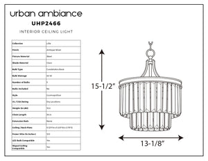 Unique, luxury ceiling light with antique silver finish from the Lille Collection.